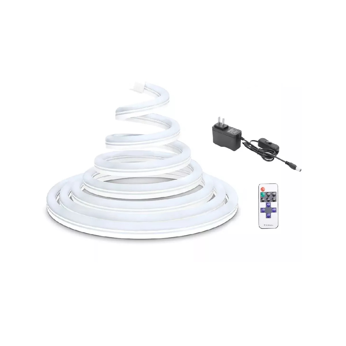 Tiras De Led 10m Luz Neón Flexible 24v Con Control Remoto Blanco Frio