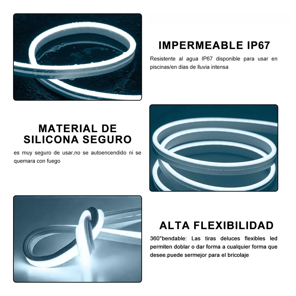 Tiras De Led 10m Luz Neón Flexible 24v Con Control Remoto Blanco Frio