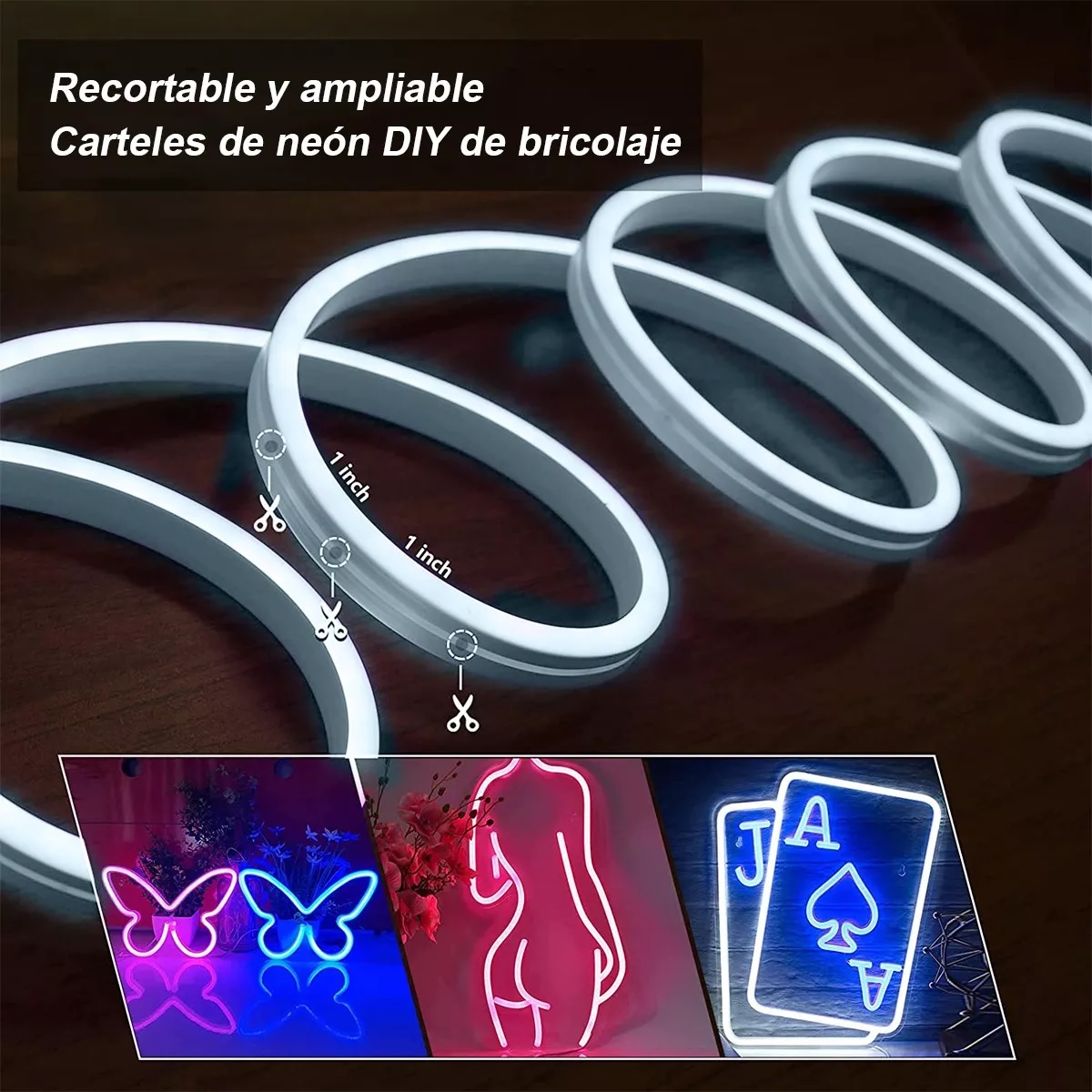 Tiras De Led 10m Luz Neón Flexible 24v Con Control Remoto Blanco Frio