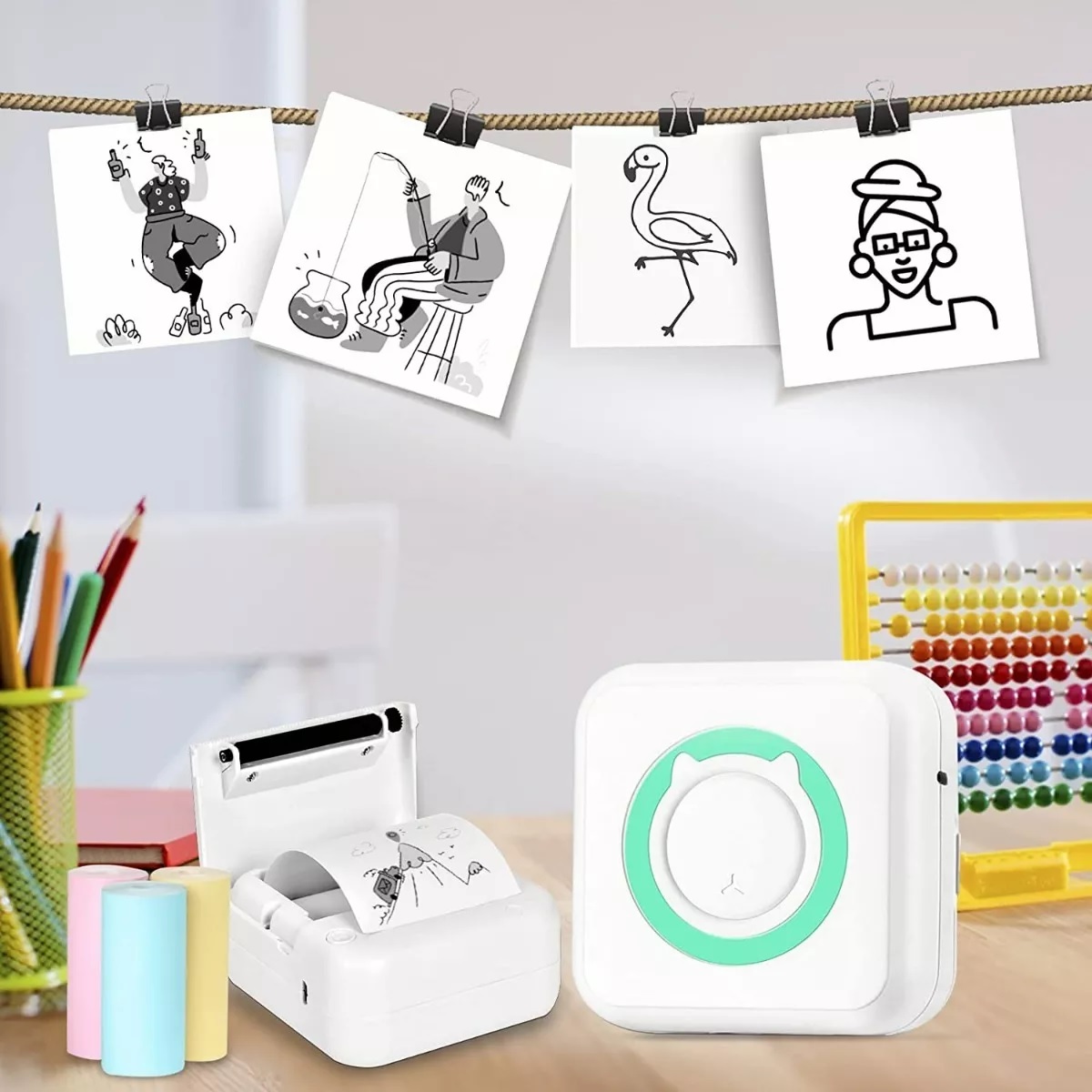 Mini Impresora Térmica Bluetooth Portátil Inalámbrica Azul