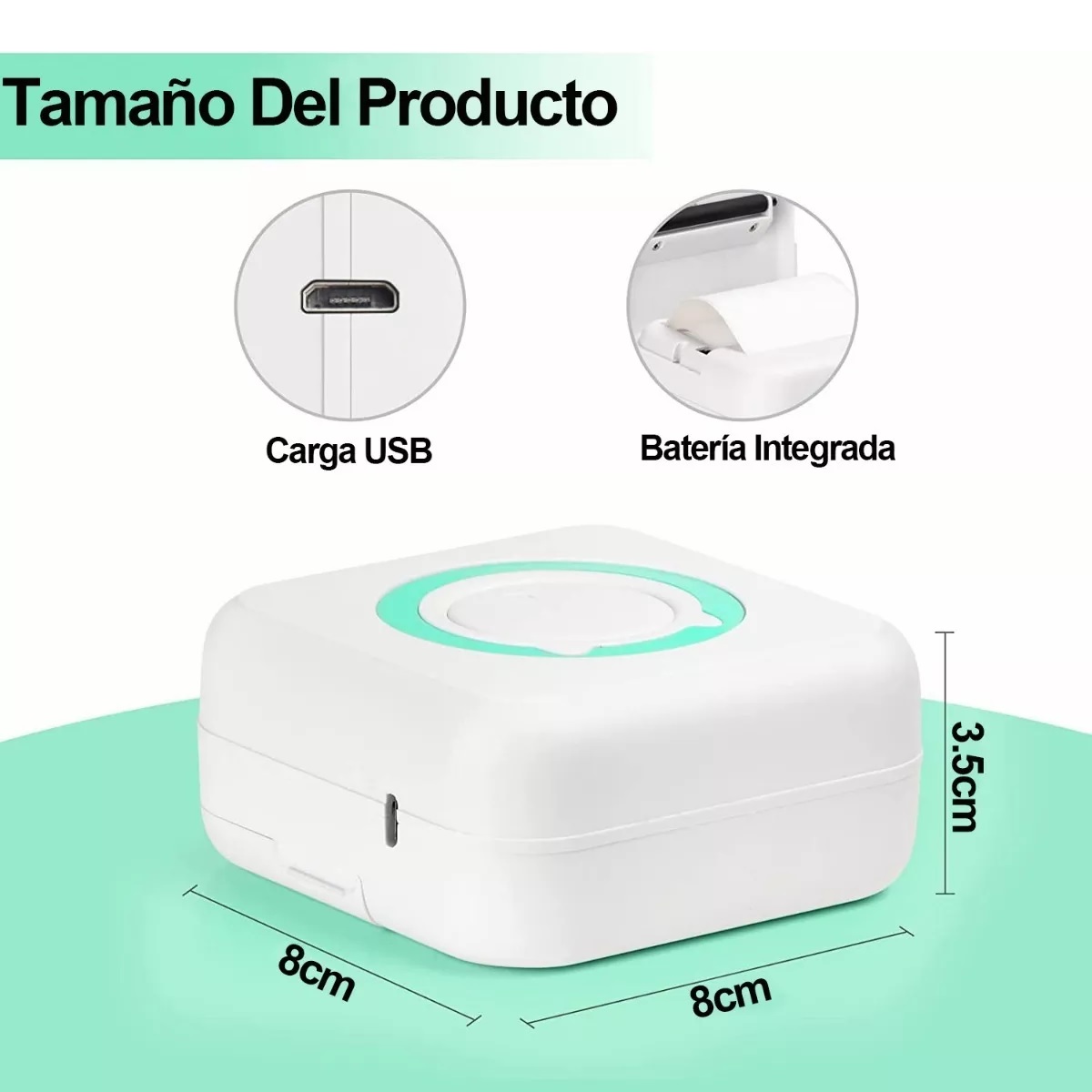 Mini Impresora Térmica Bluetooth Portátil Inalámbrica Azul