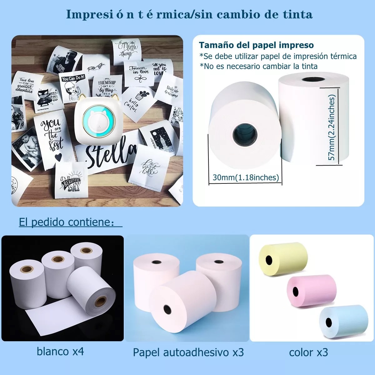 Mini Impresora Térmica Inalámbrica Con Bluetooth Portátil