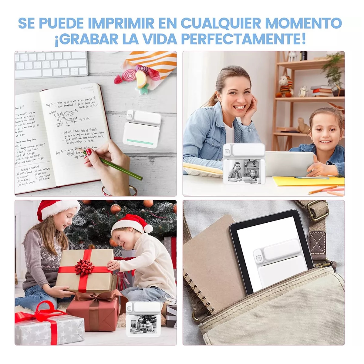 Mini Impresora Térmica Portátil Bluetooth Ios Y Android Usb Azul