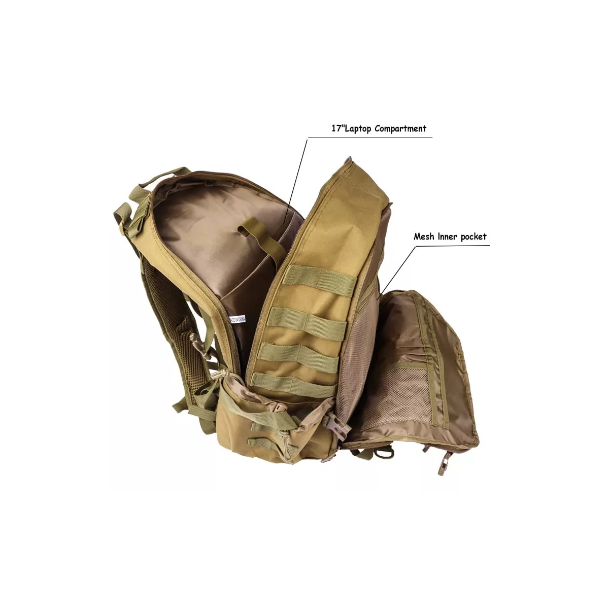 Mochila Táctica Para Senderismo Y Supervivencia Caki