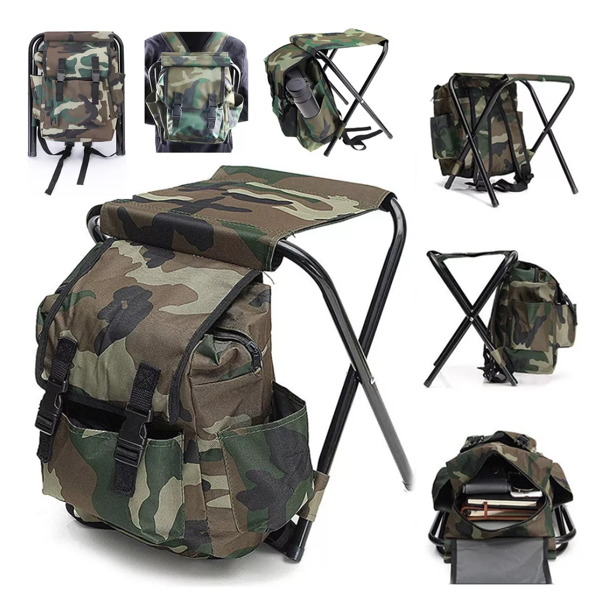 Mochila Y Asiento Plegable Multifuncional Para Exteriores
