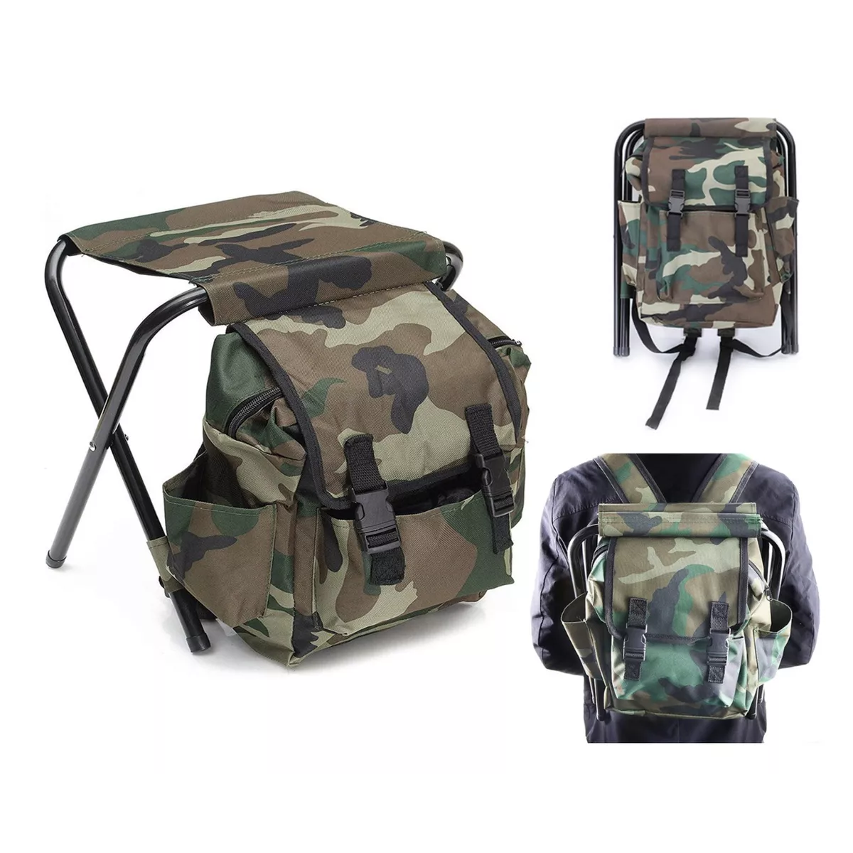 Mochila Y Asiento Plegable Multifuncional Para Exteriores