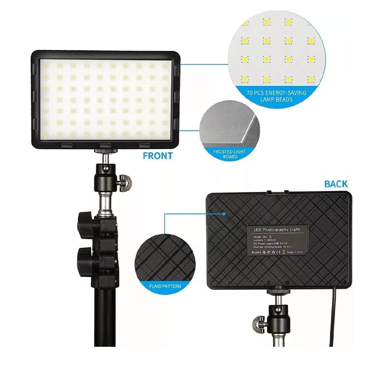 Kit Luz Video Iluminación Fotografía Regulable 2pcs Usb Led