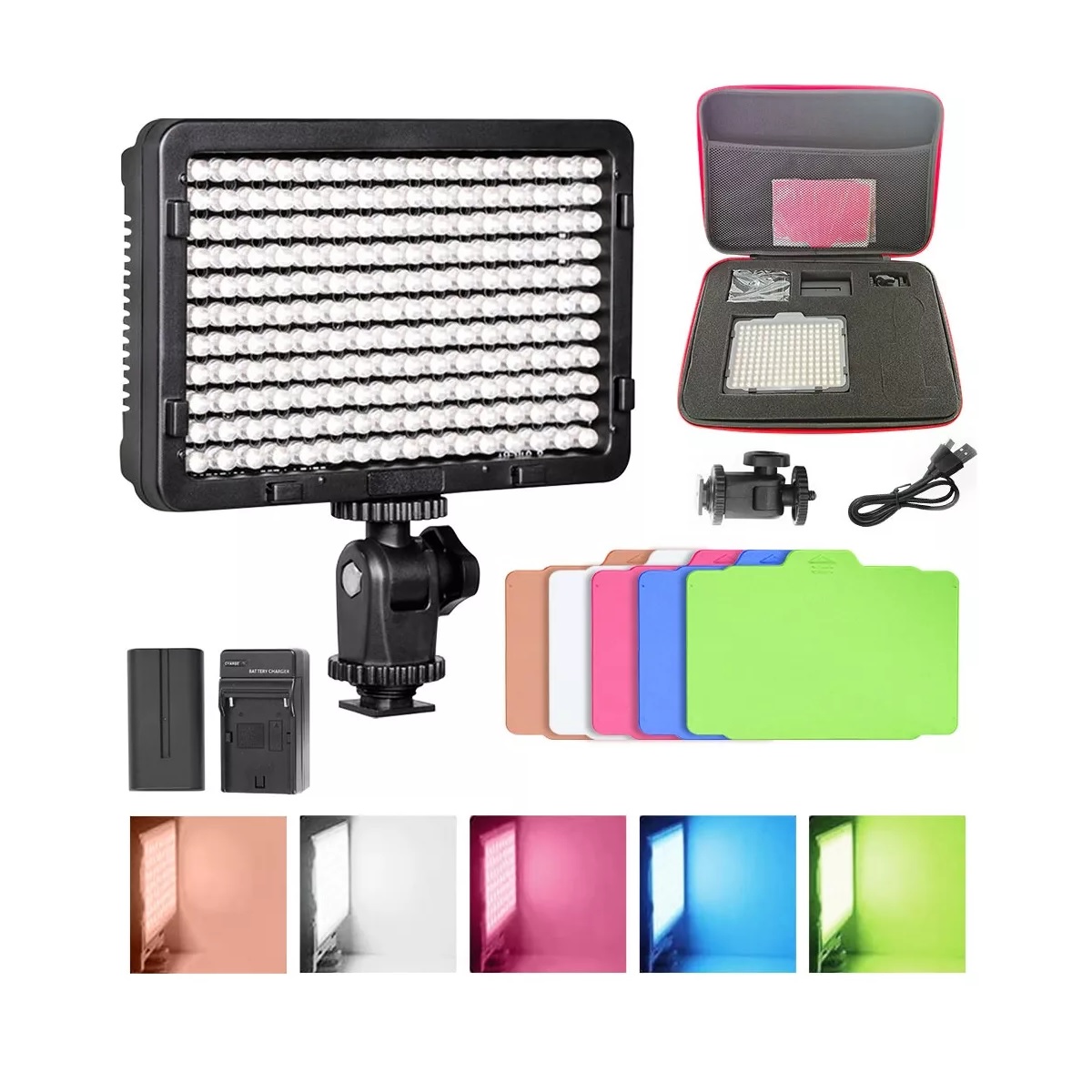 Lámpara De Video Camara 176 Leds Luz Con Regulable Batería