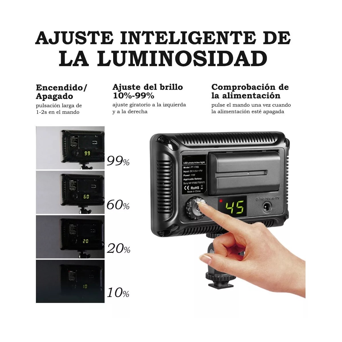 Lámpara De Video Camara 176 Leds Luz Con Regulable Batería