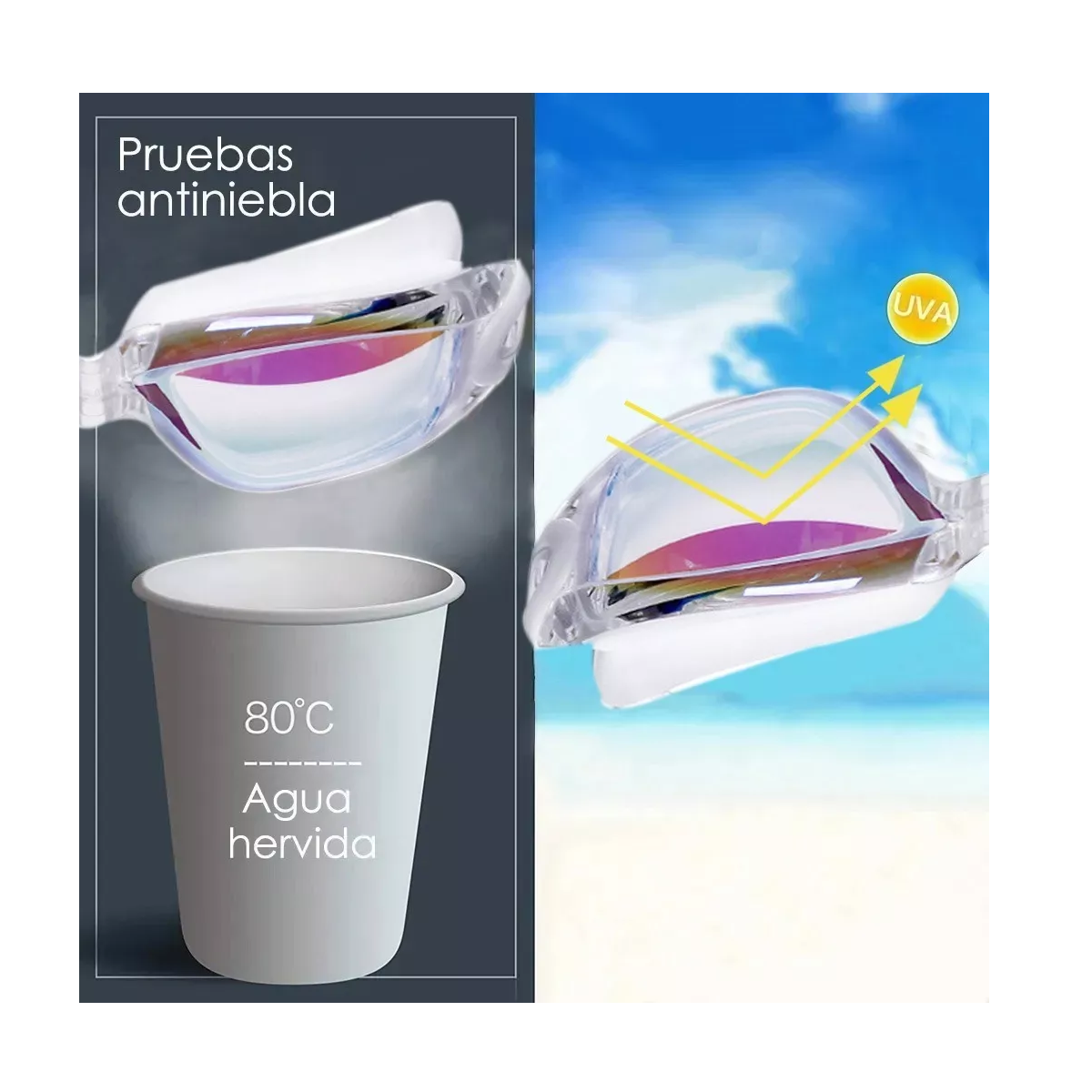 Gogles Natacion Arena Gafas Sin Fugas Protecci Uv Antiempaño Blanco