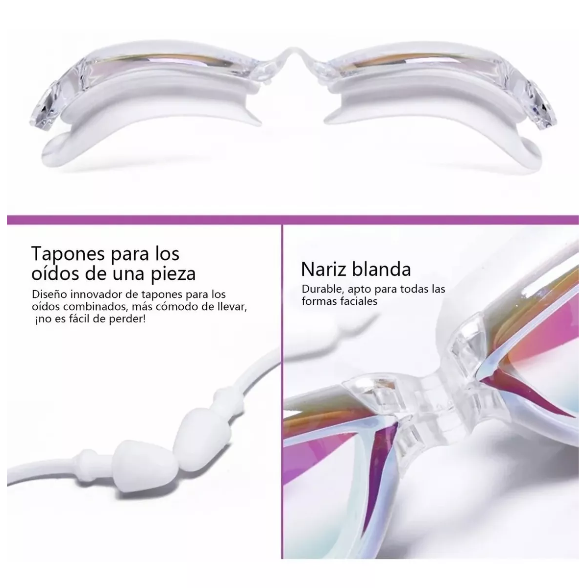Gogles Natacion Arena Gafas Sin Fugas Protecci Uv Antiempaño Blanco