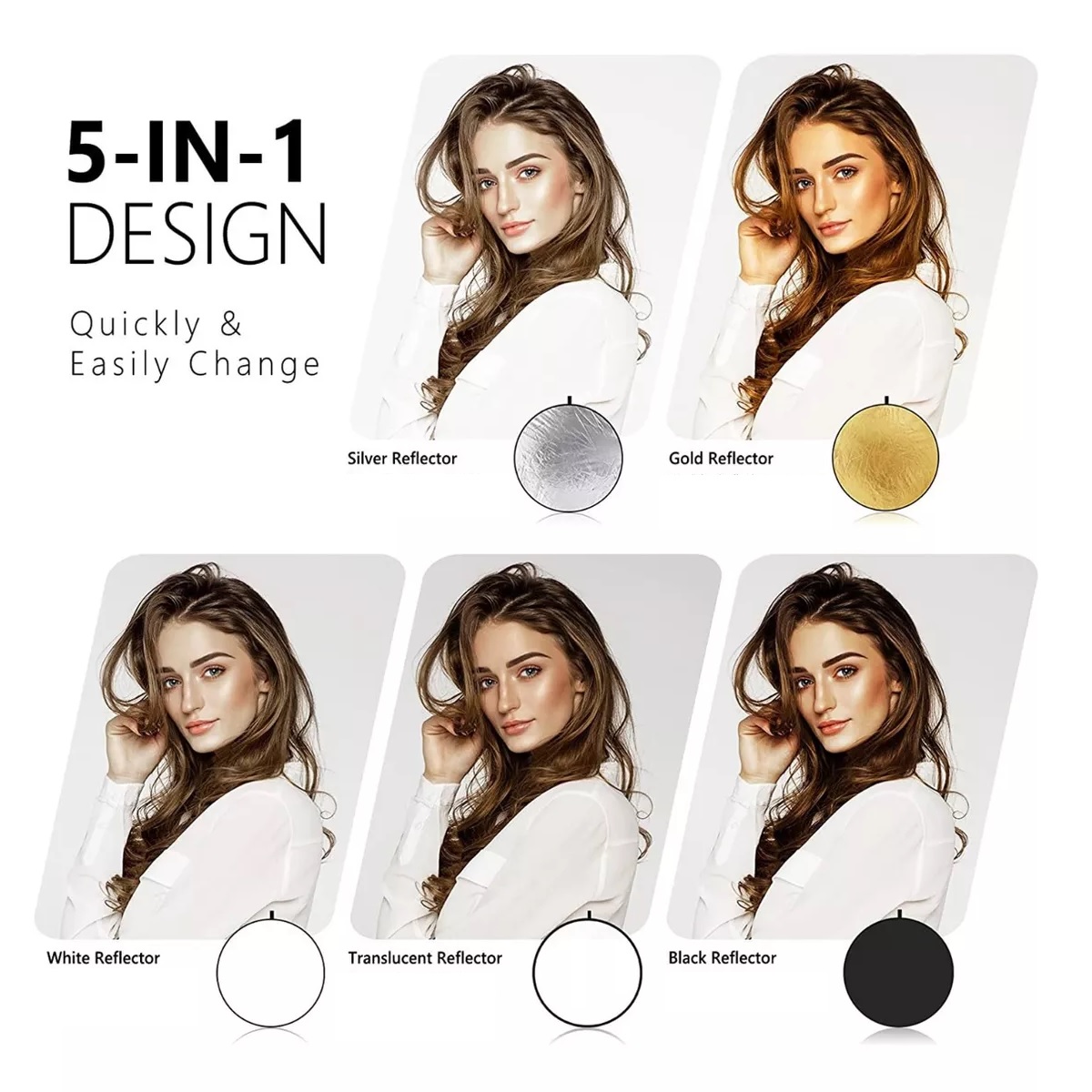 Reflector Rebotador Profesional P/ Fotografía 5 En 1 110 Cm