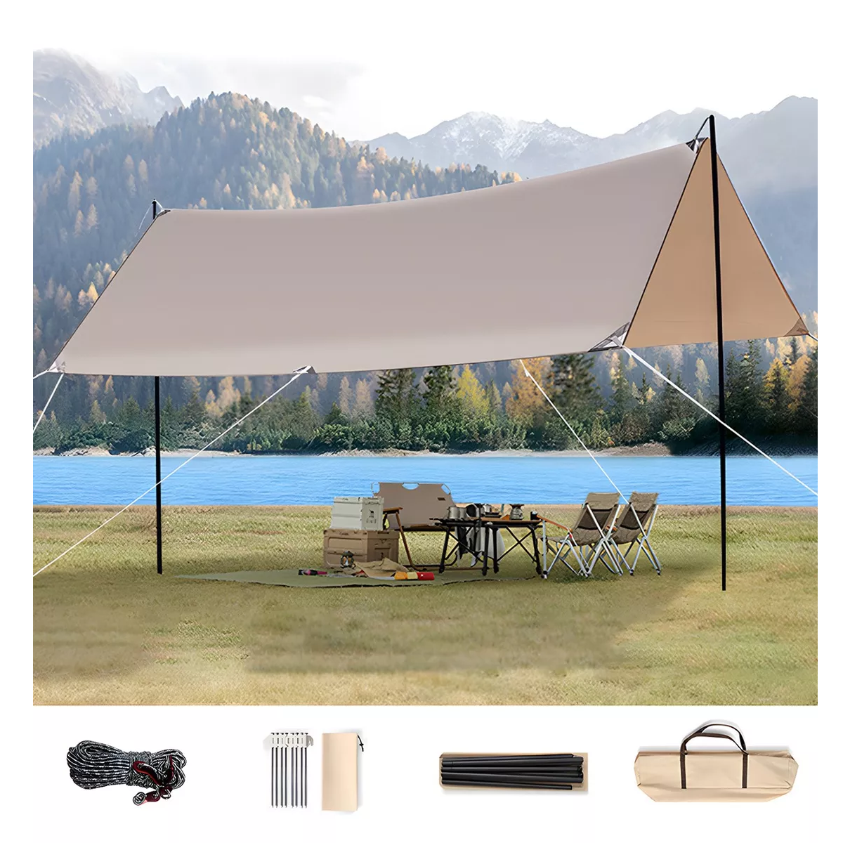 Toldo Plegable Carpa Protección Solar Impermeable 3x4m