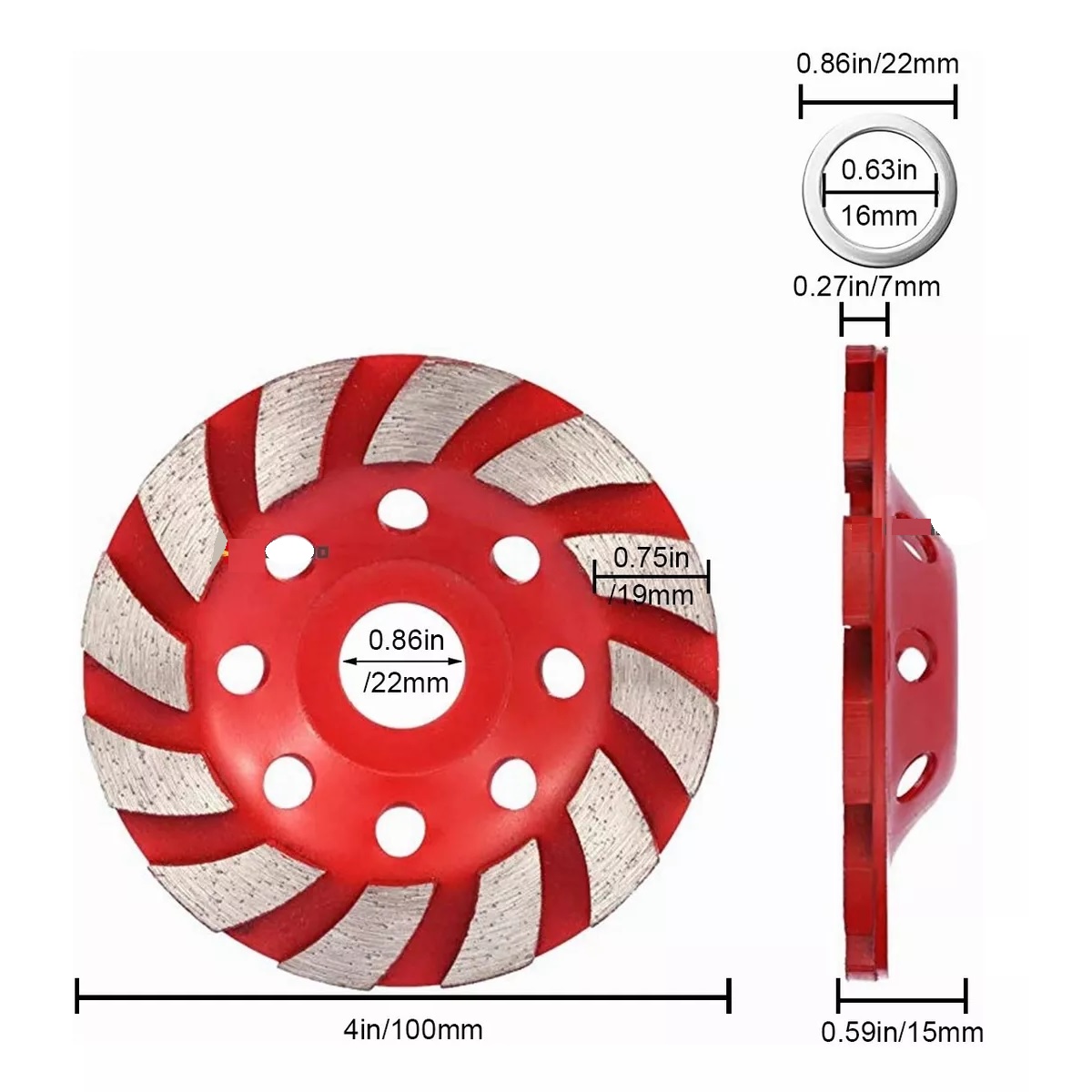 Par De Disco Diamantado Copa Abrasivo Porcelana Vidrio Marmol Rojo