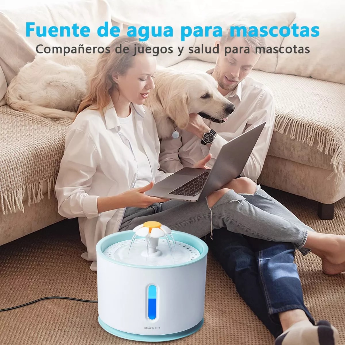 Pets Fuente De Agua Para Gatos Dispensador Mascotas Azul