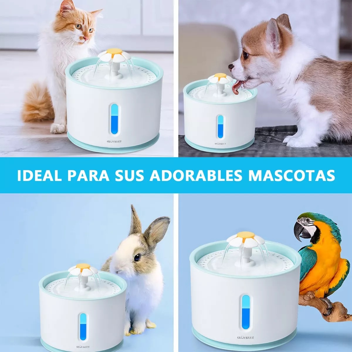 Pets Fuente De Agua Para Gatos Dispensador Mascotas Azul