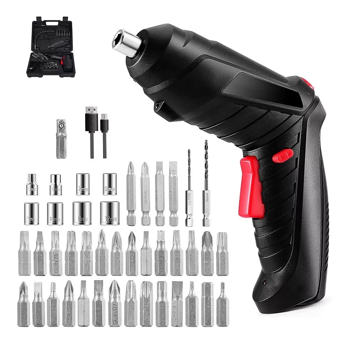 Kit Taladro Desarmador Eléctrico Y Recargable De 3.6v 48 en 1