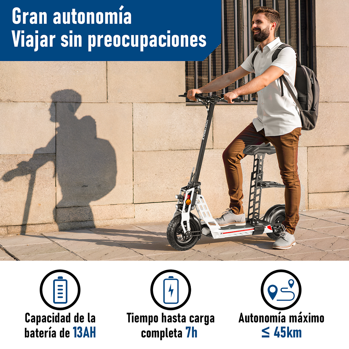 Scooter Eléctrico Honey Whale X1 Blanco