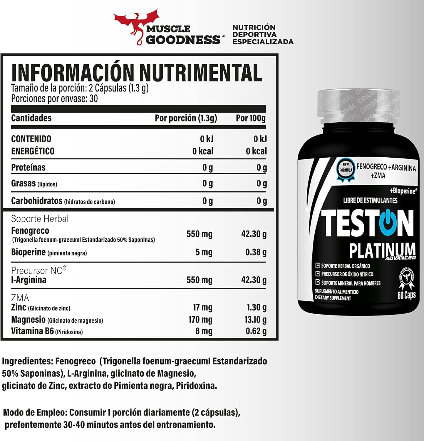 Teston Platinum Advanced 60 cápsulas
