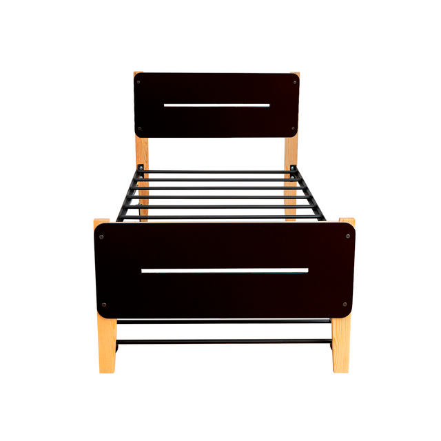 Cama Doble Individual Juno | Cama Baja Deslizable Con Ruedas Café