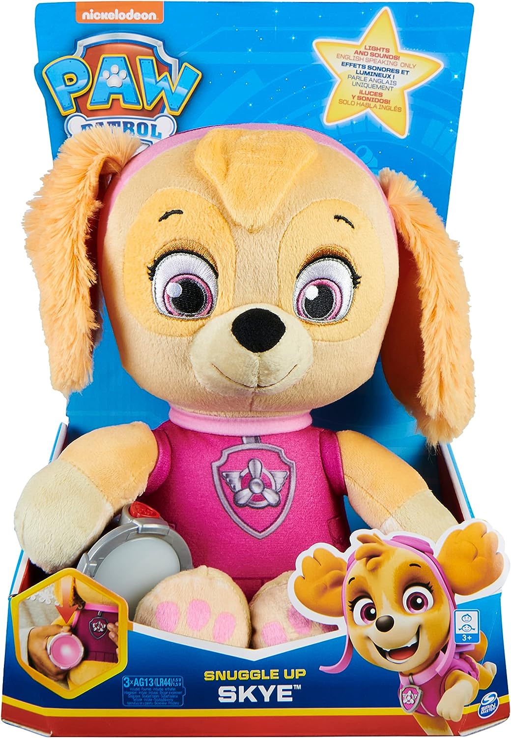 Paw Patrol Snuggle Up Peluche Skye Con Sonido Y Linterna