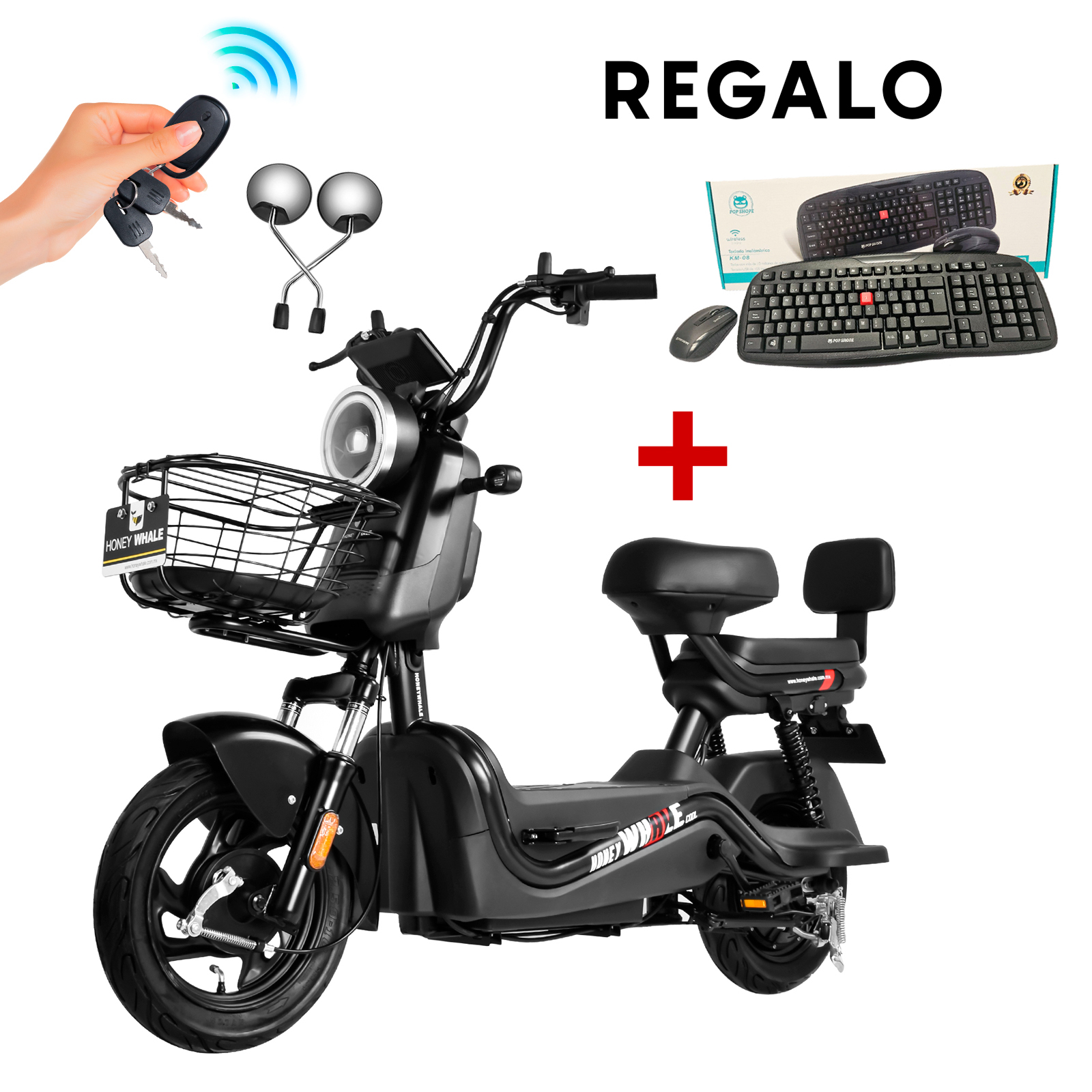 Motobici eléctrica Honey Whale U3S Negro.