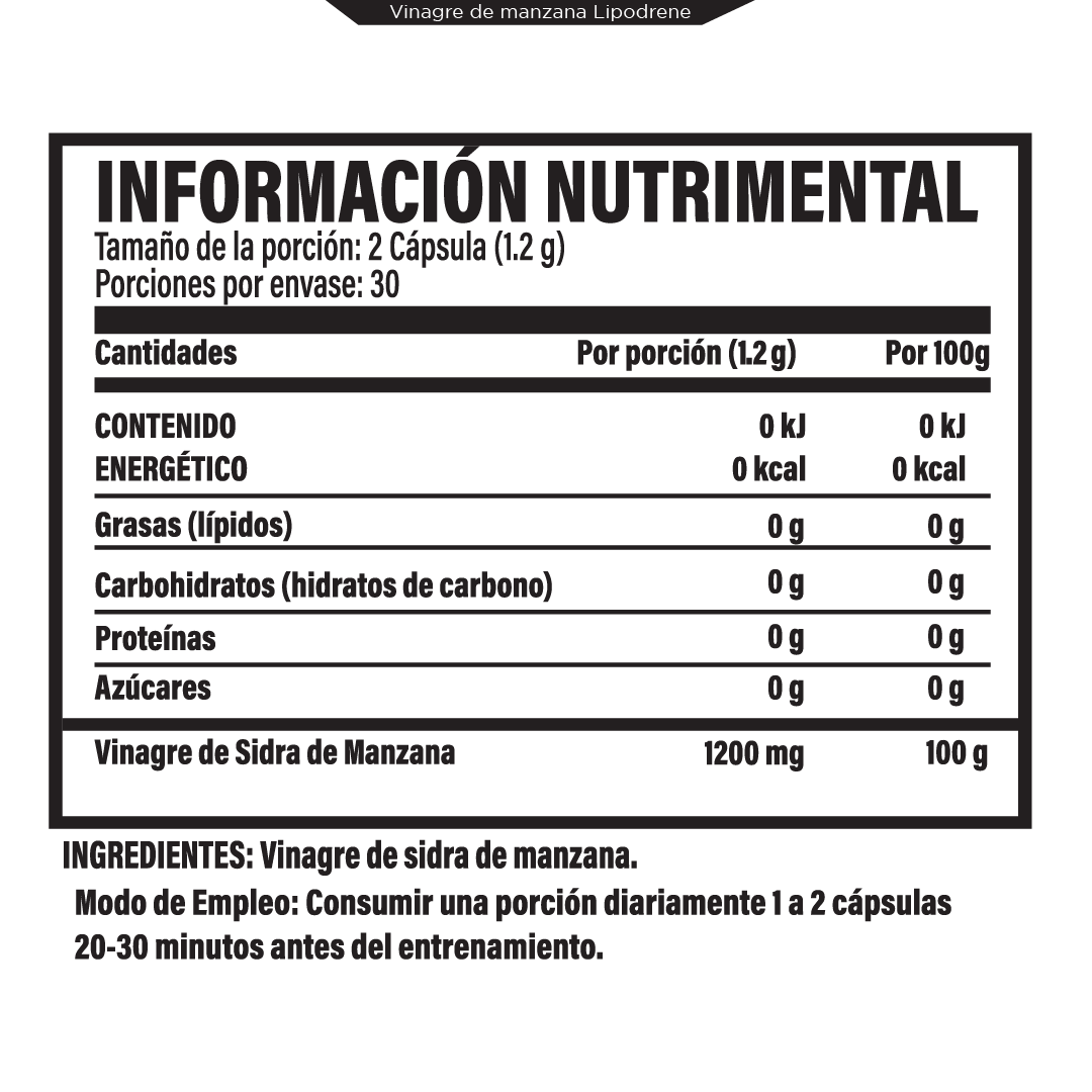 Vinagre de Manzana Lipodrene 60 cápsulas