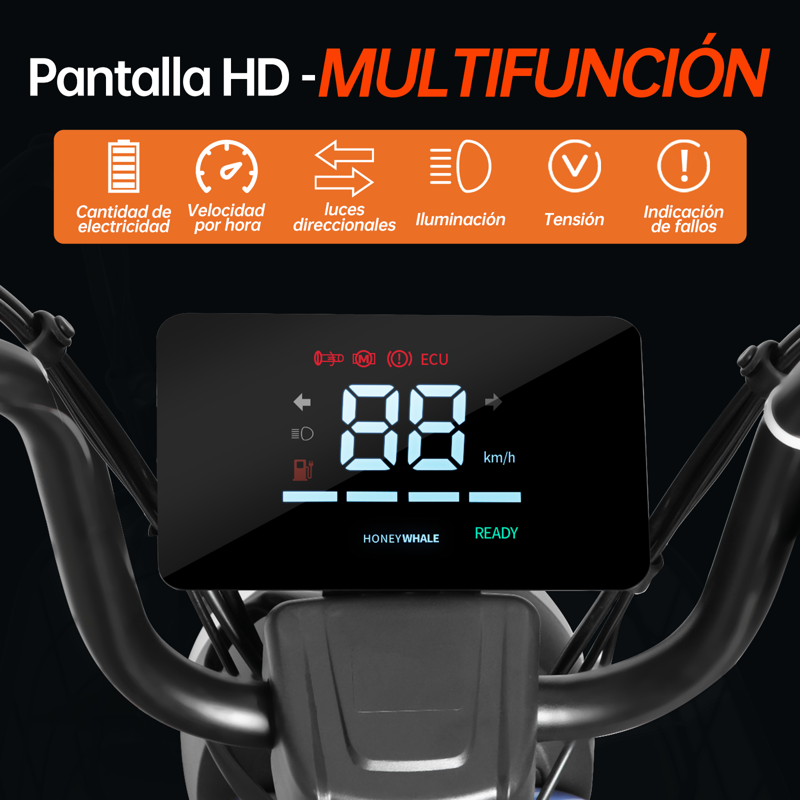 Motobici eléctrica Honey Whale U3S Negro.