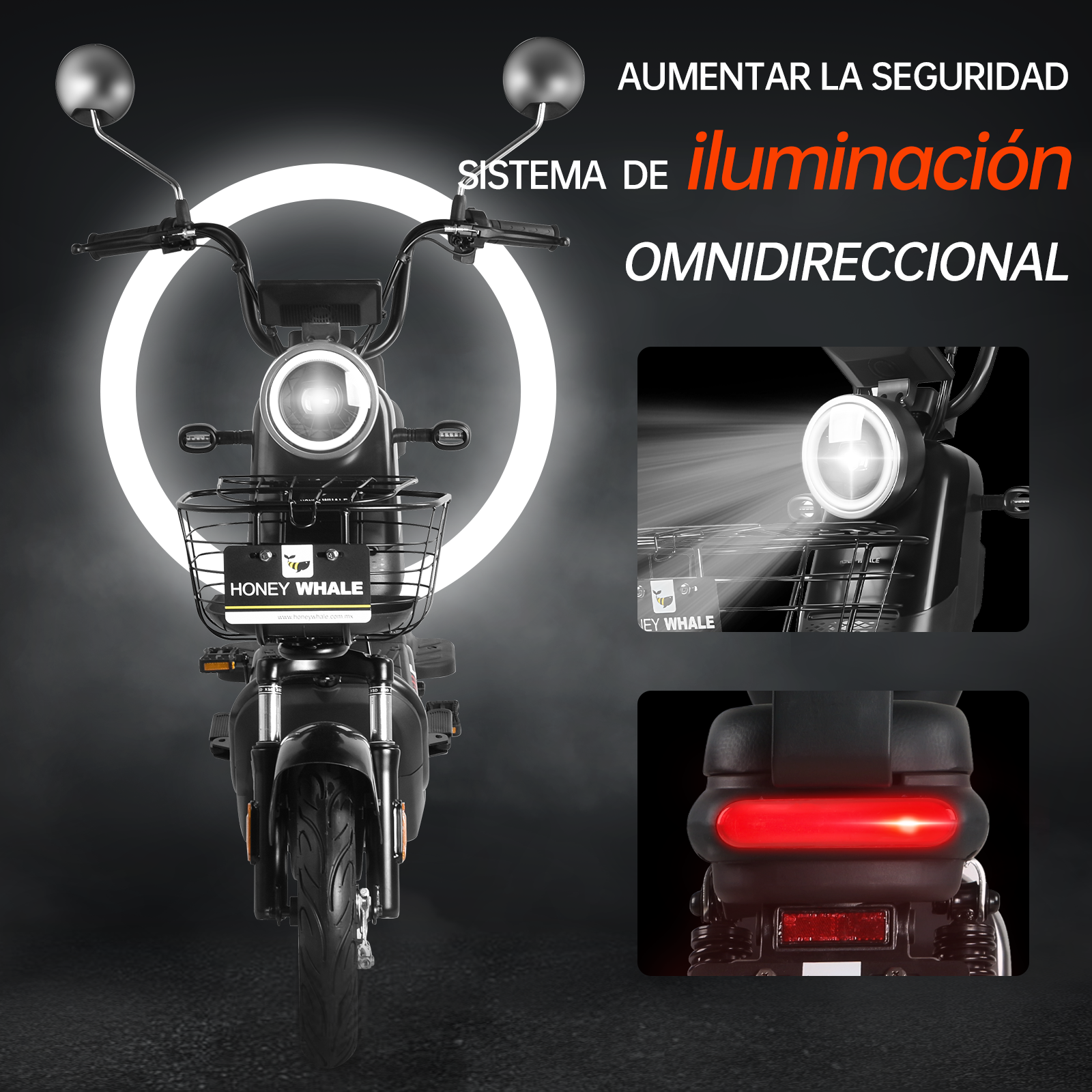 Motobici eléctrica Honey Whale U3S Negro.