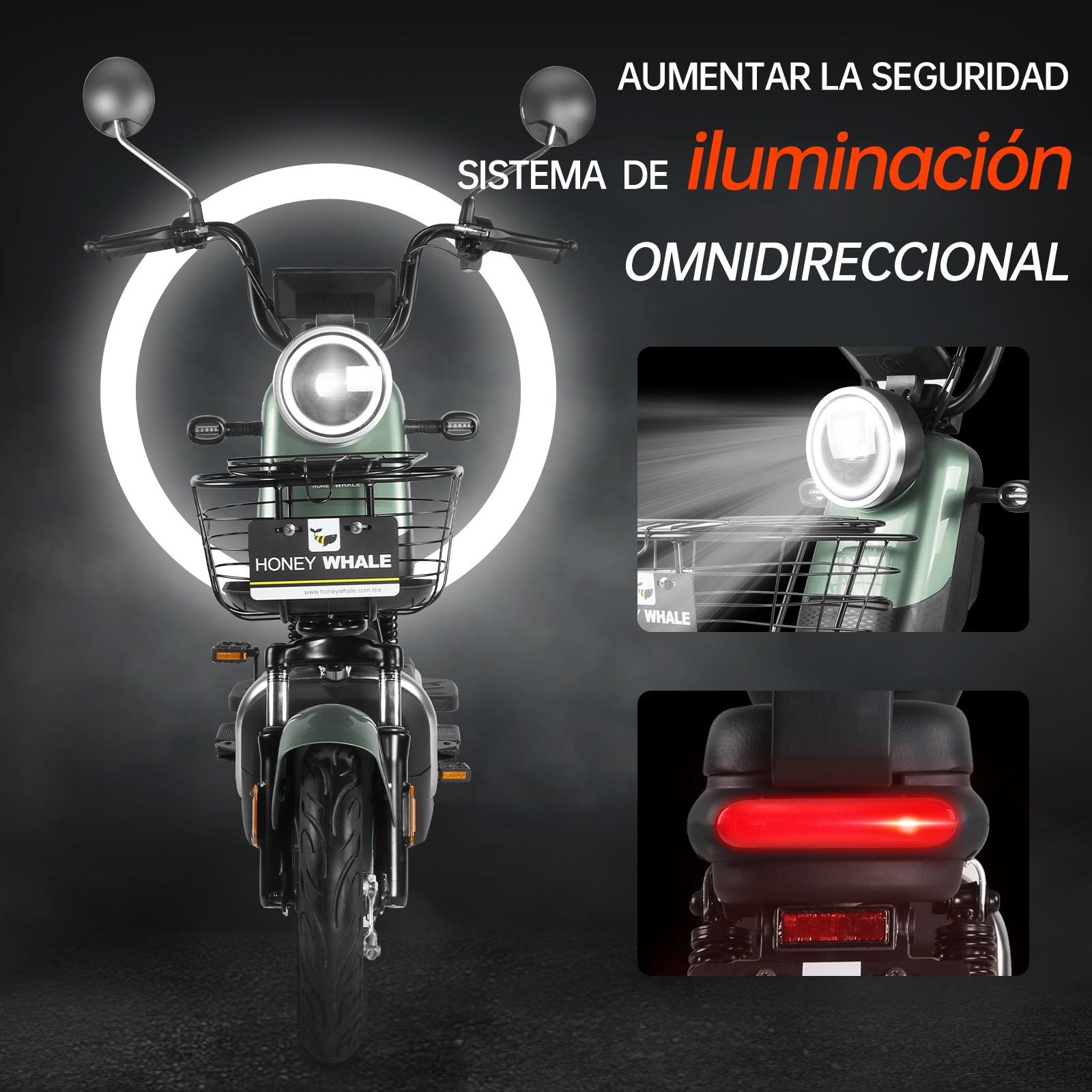 Motobici eléctrica Honey Whale U3S Verde.