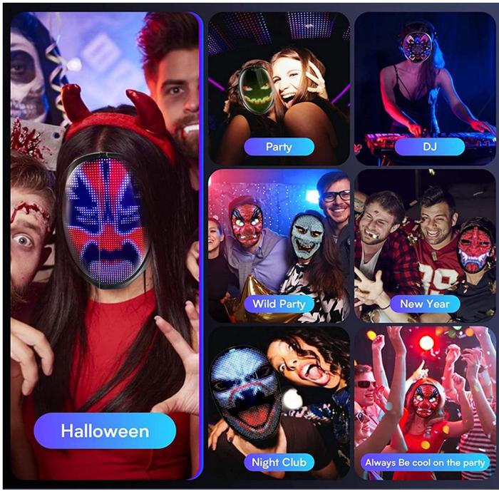 Máscaras Digitales TikTok MXMKL-001-6 1 pza, 22x18x5 cm Máscara Led Plástico ABS con lente de PVC y Silicona, MaskLed
