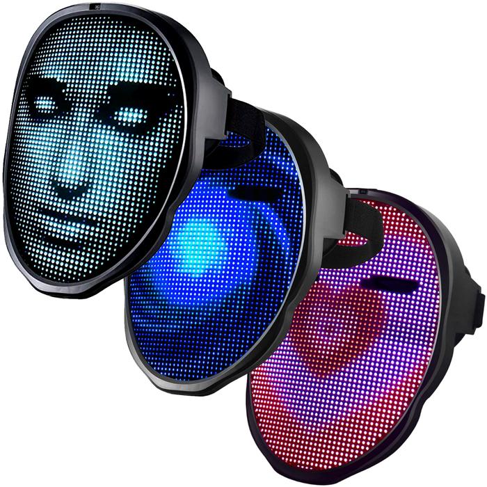 Máscara para la Cara para Cosplay MXMKL-003-4 3 pzas, 22x18x5 cm Máscara Led Plástico ABS con lente de PVC y Silicona, MaskLed