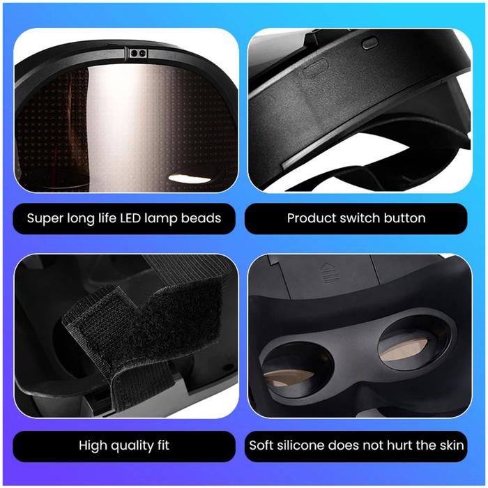 Máscara para la Cara para Cosplay MXMKL-003-4 3 pzas, 22x18x5 cm Máscara Led Plástico ABS con lente de PVC y Silicona, MaskLed