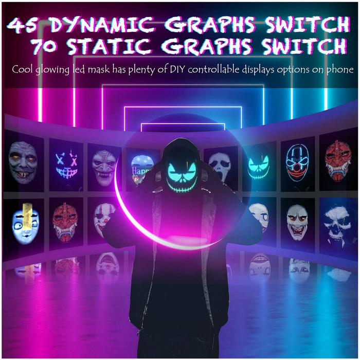 Máscaras para Música Electrónica MXMKL-003-10 3 pzas, 22x18x5 cm Máscara Led Plástico ABS con lente de PVC y Silicona, MaskLed