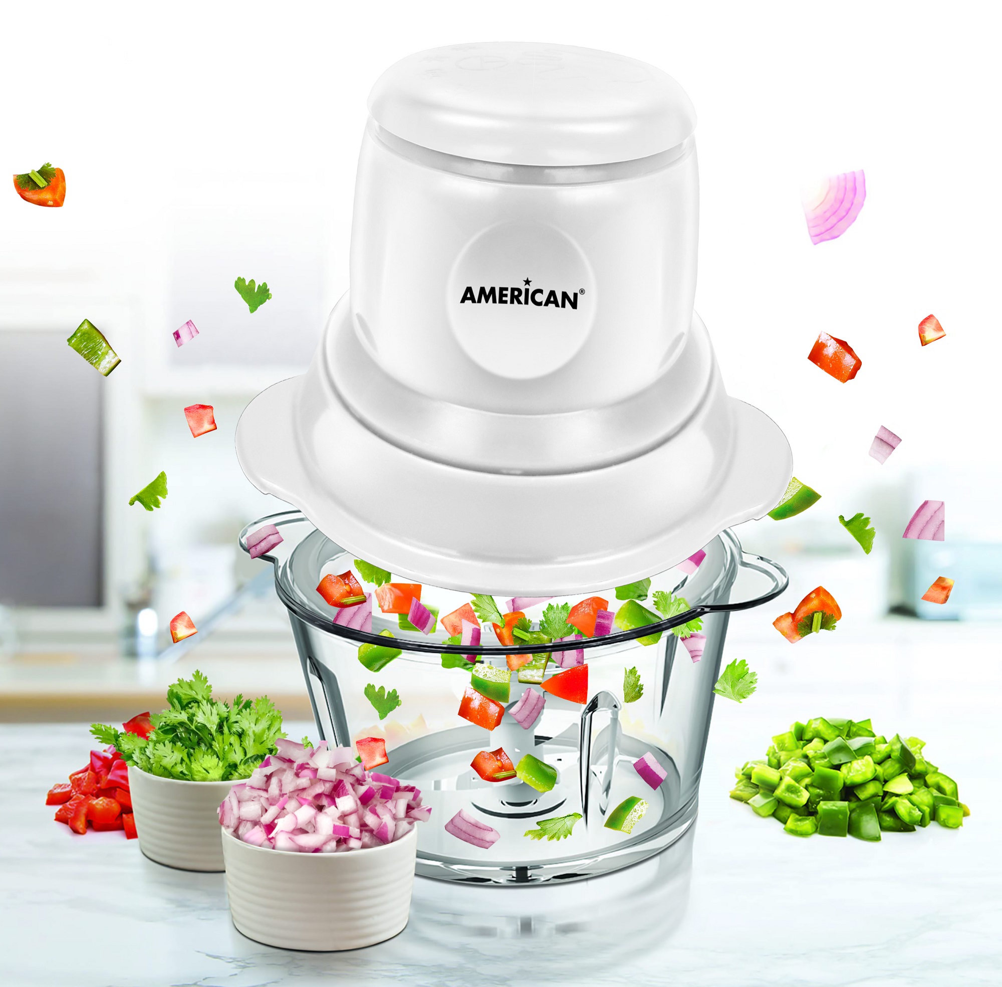 Picador de Alimentos American 9501 1.8 L Cuchillas de Acero Inox Blanco