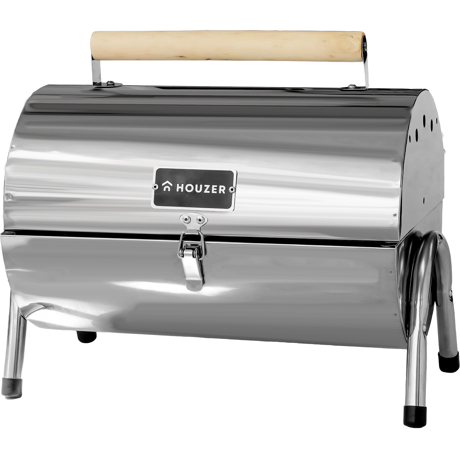 Asador Carbon Portatil Tipo Barril Cromado 2 Parrillas 42x35