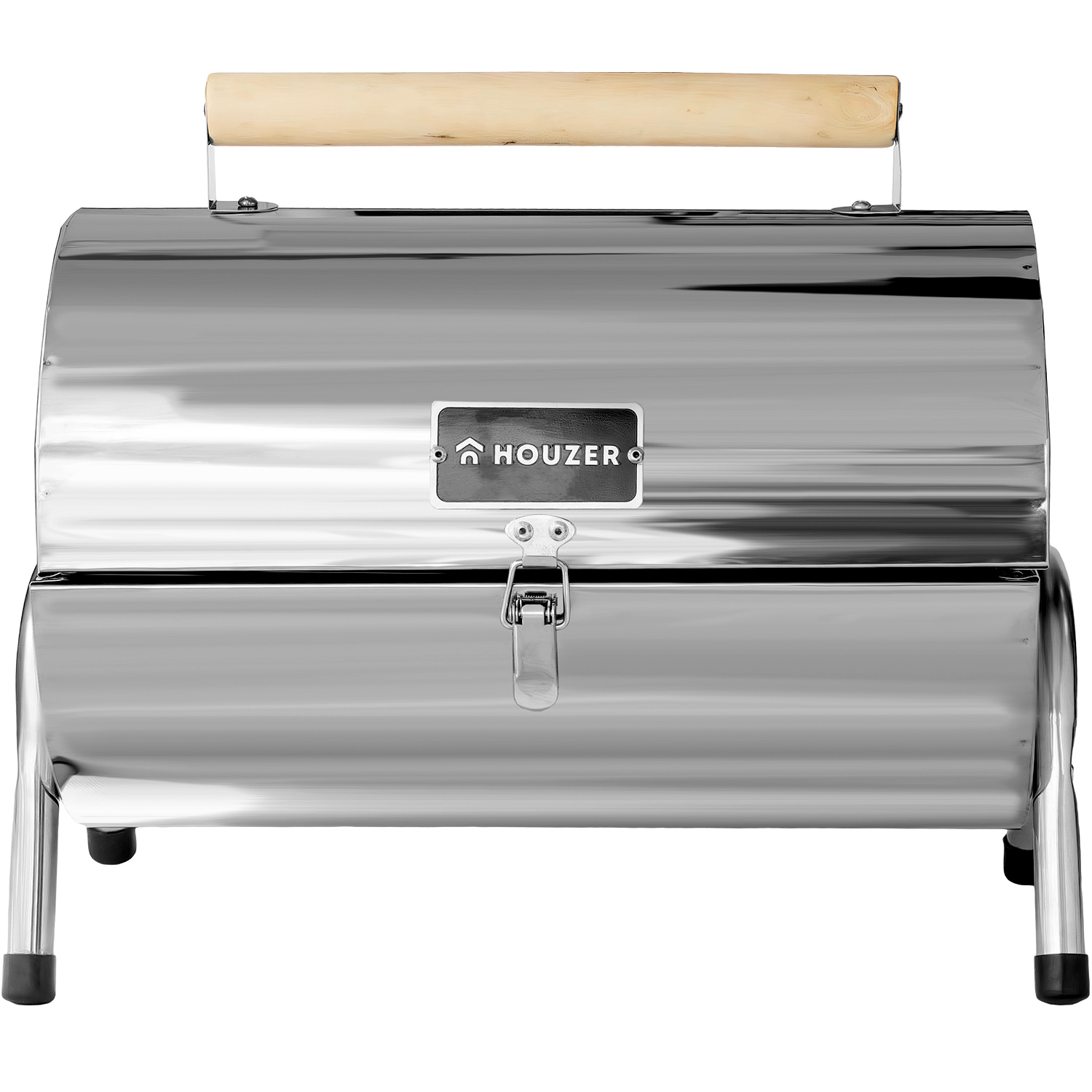 Asador Carbon Portatil Tipo Barril Cromado 2 Parrillas 42x35