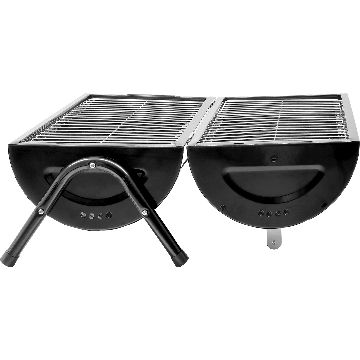 Asador Carbon Portatil Tipo Barril Negro 2 Parrillas 42x35