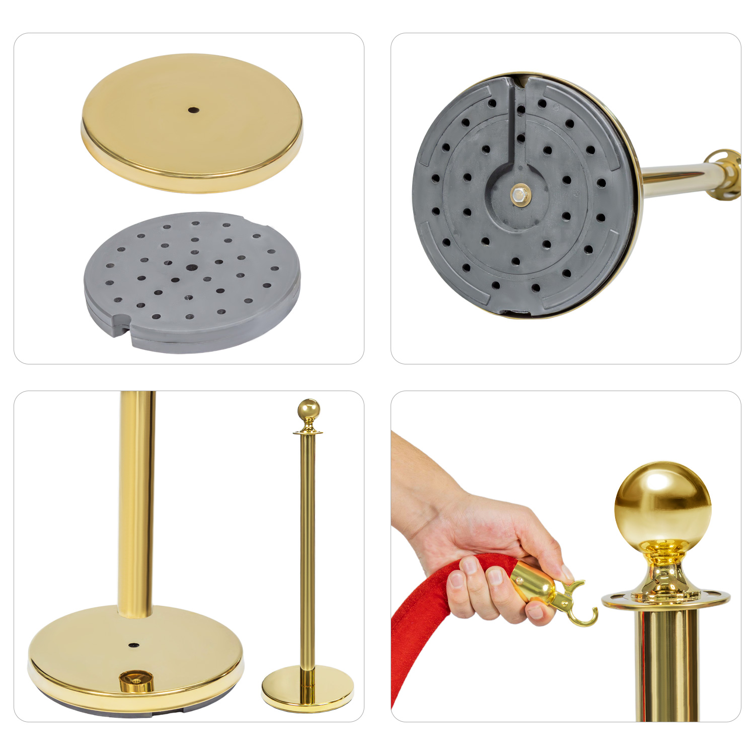 4 Postes Delimitadores Unifila Separador Con Cuerdas 1.5m