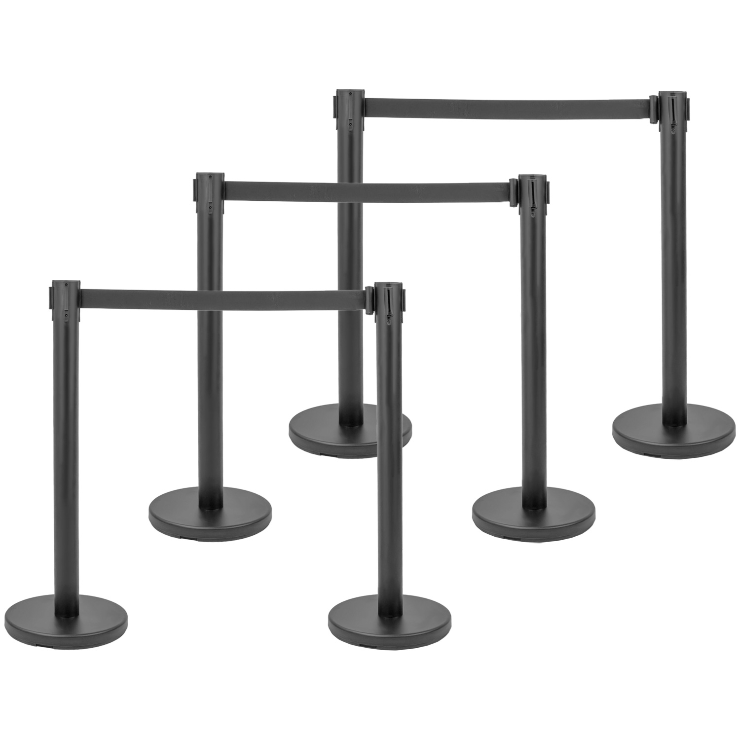 Postes Delimitadores Unifila Cinta Retractil Negra Fila 2pz