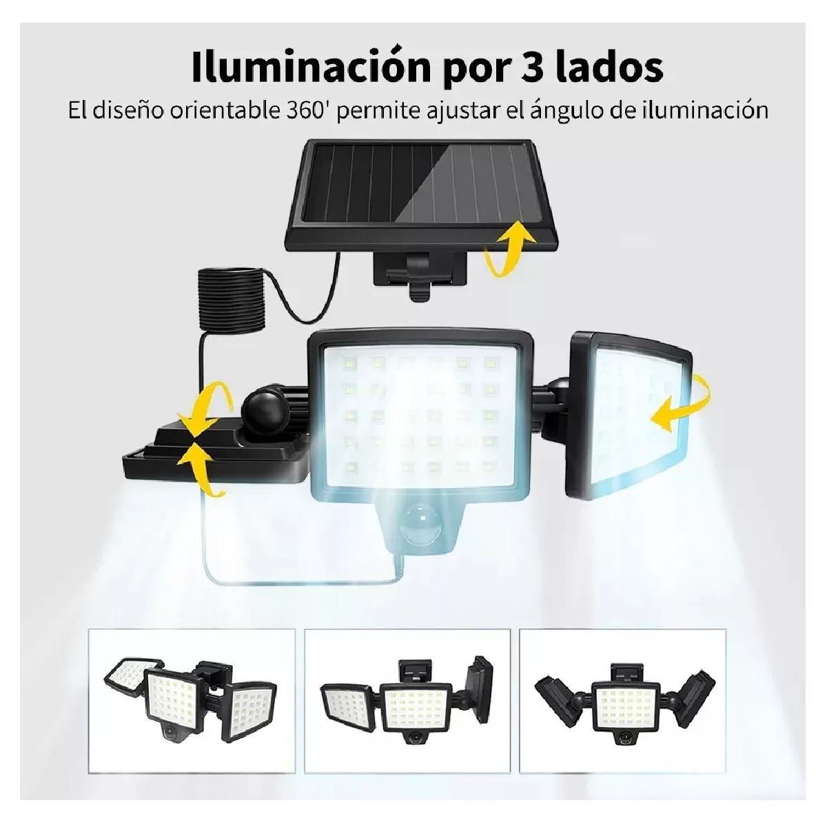 Lámpara Solar Exterior Jardín De Pared Sensor Luz 260 Led 