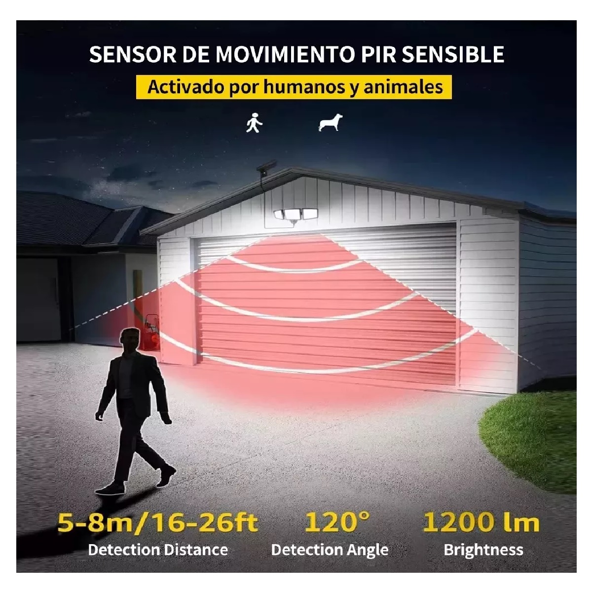 Lámpara Solar Exterior Jardín De Pared Sensor Luz 260 Led 