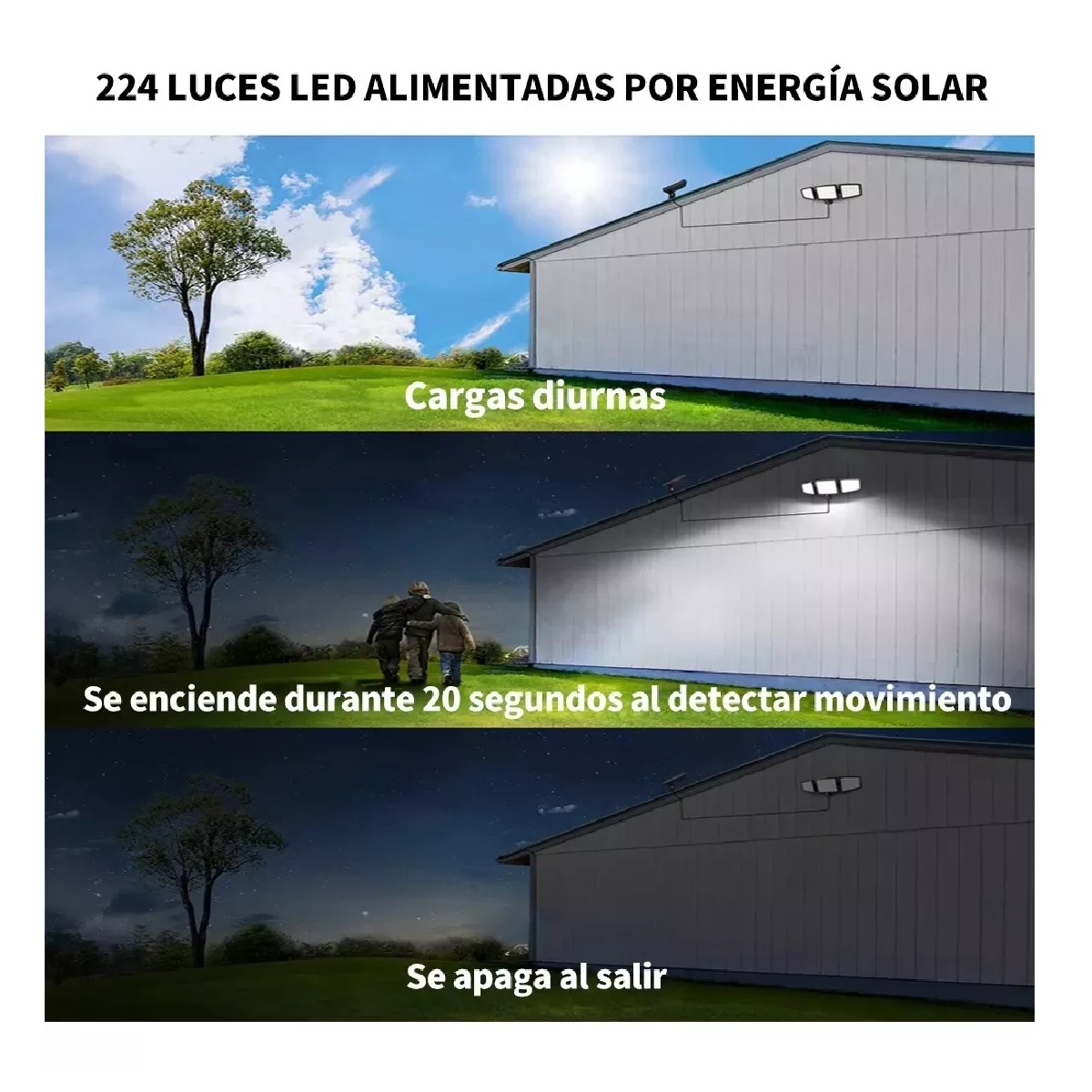 Lámpara Solar Exterior Jardín De Pared Sensor Luz 260 Led 