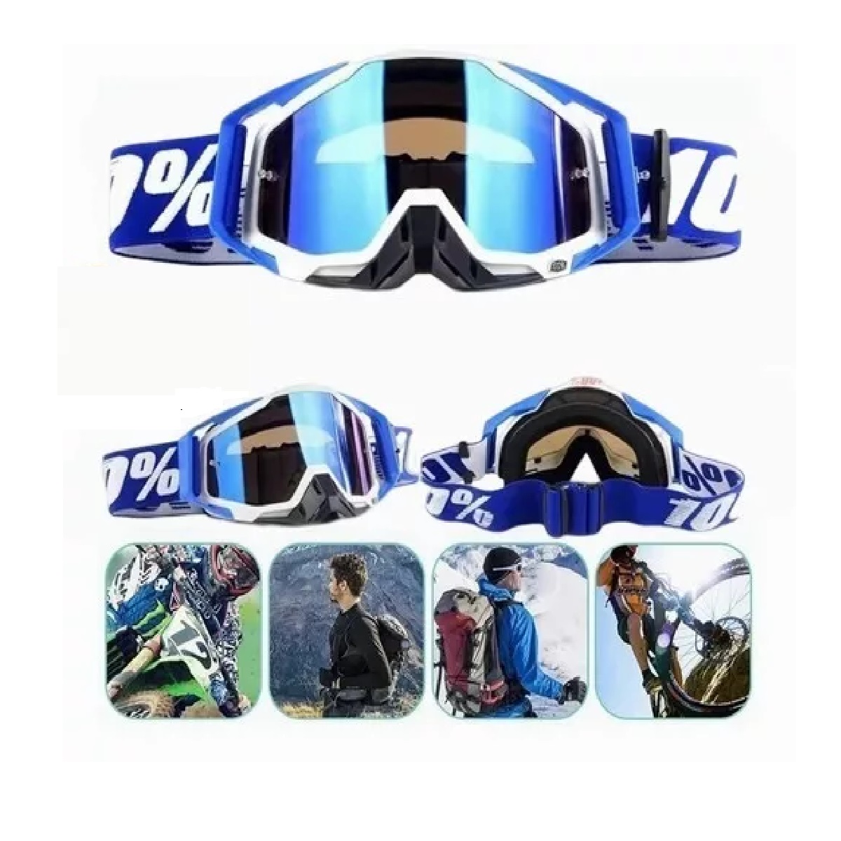 Gafas De Motocross Parabrisas Para Montar Al Aire Libre Armazon Blanco