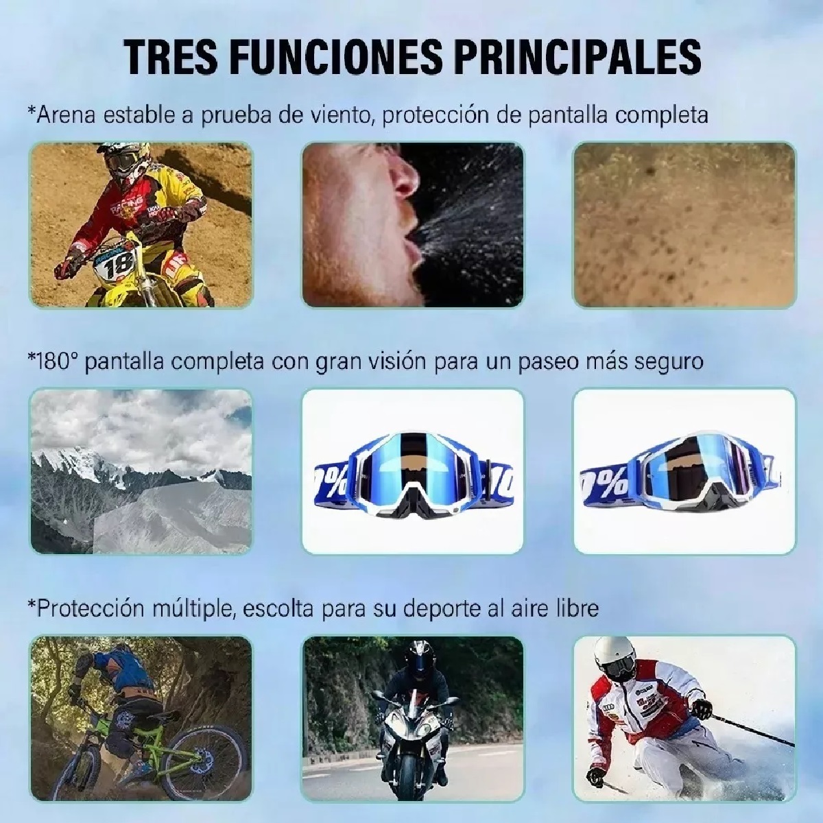 Gafas De Motocross Parabrisas Para Montar Al Aire Libre Armazon Blanco