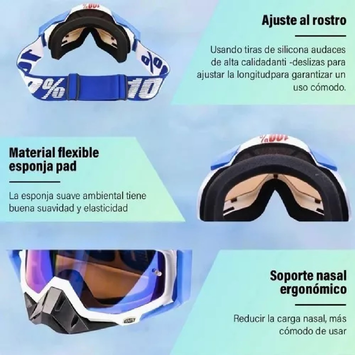 Gafas De Motocross Parabrisas Para Montar Al Aire Libre Armazon Blanco