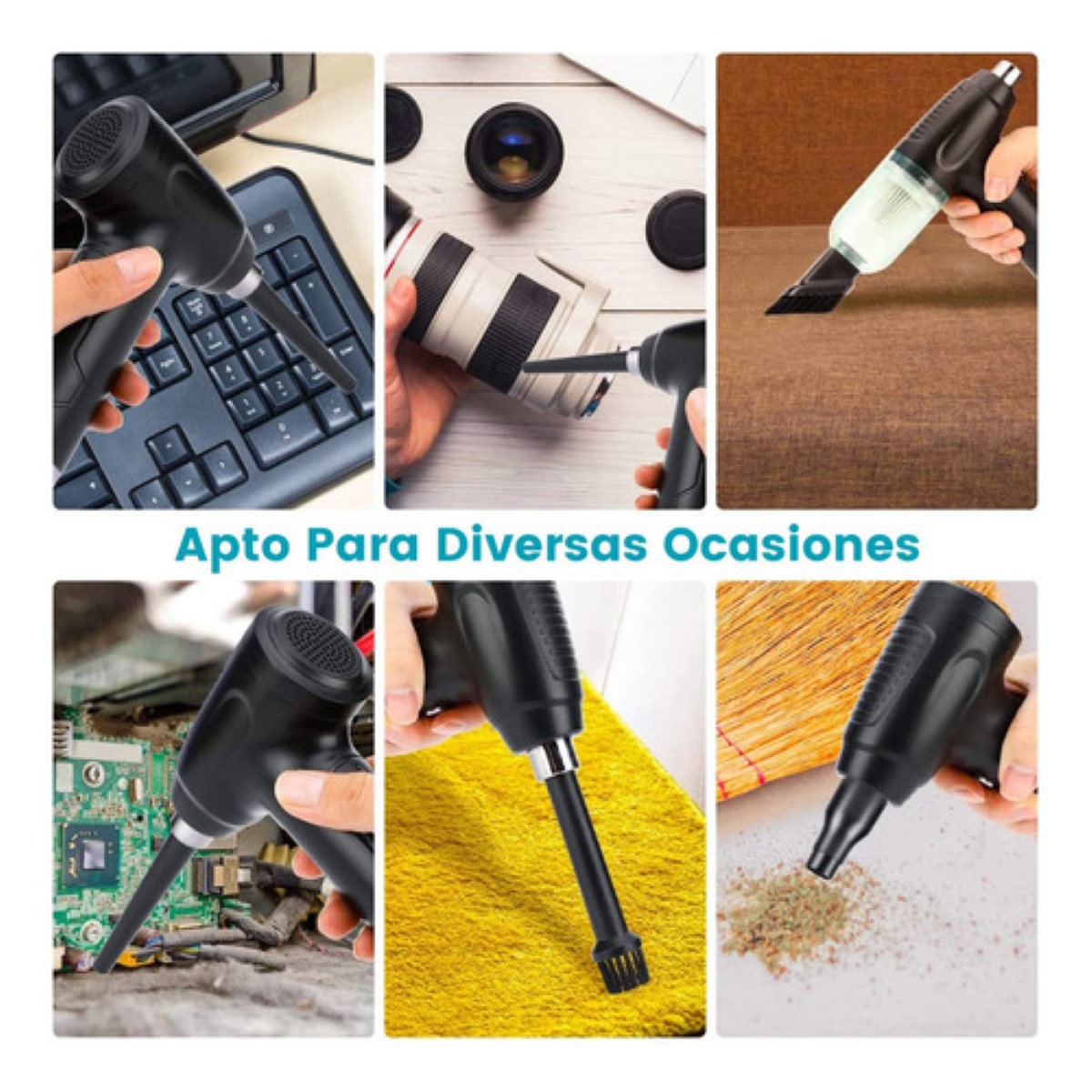 3-en-1 Kit Limpieza Pc Inalámbrico Plumero Aire Soplador Usb nEGRO