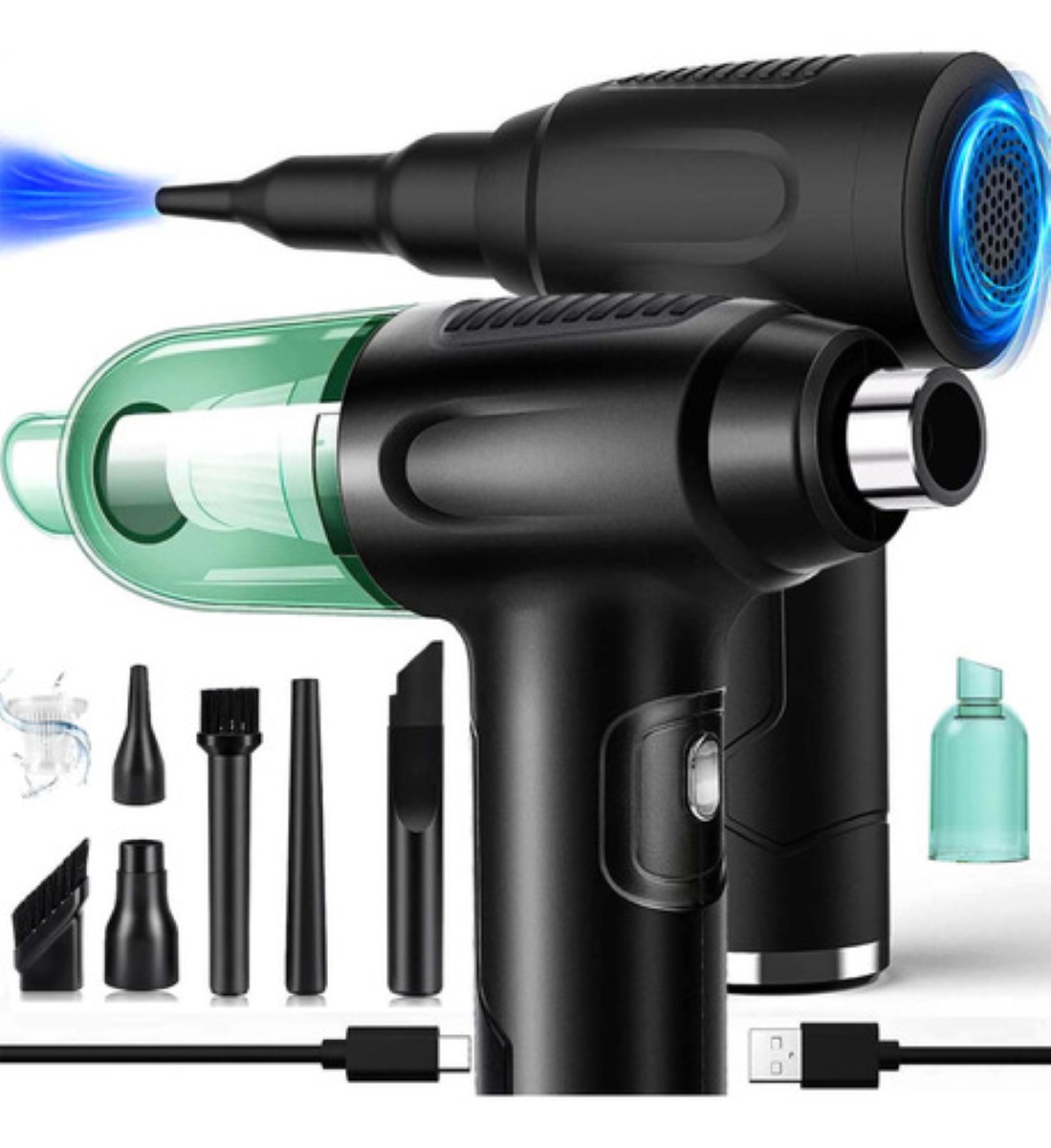 3-en-1 Kit Limpieza Pc Inalámbrico Plumero Aire Soplador Usb nEGRO