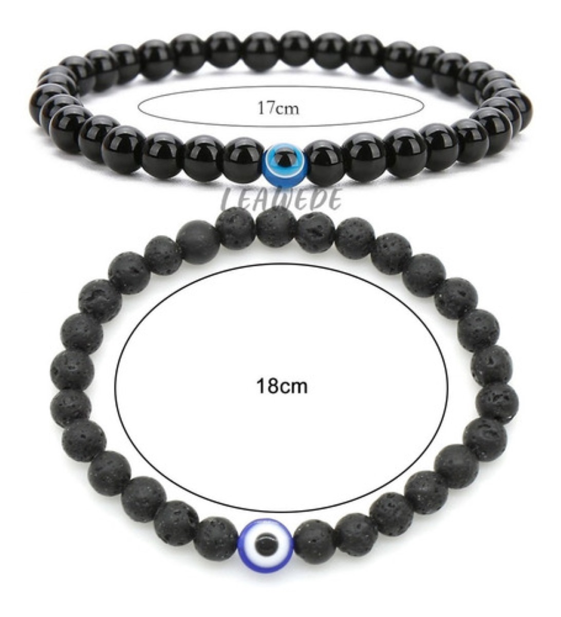 2pzs Pulsera Ojo Turco Regalo Hombre Mujer Suerte Proteccion Negro 