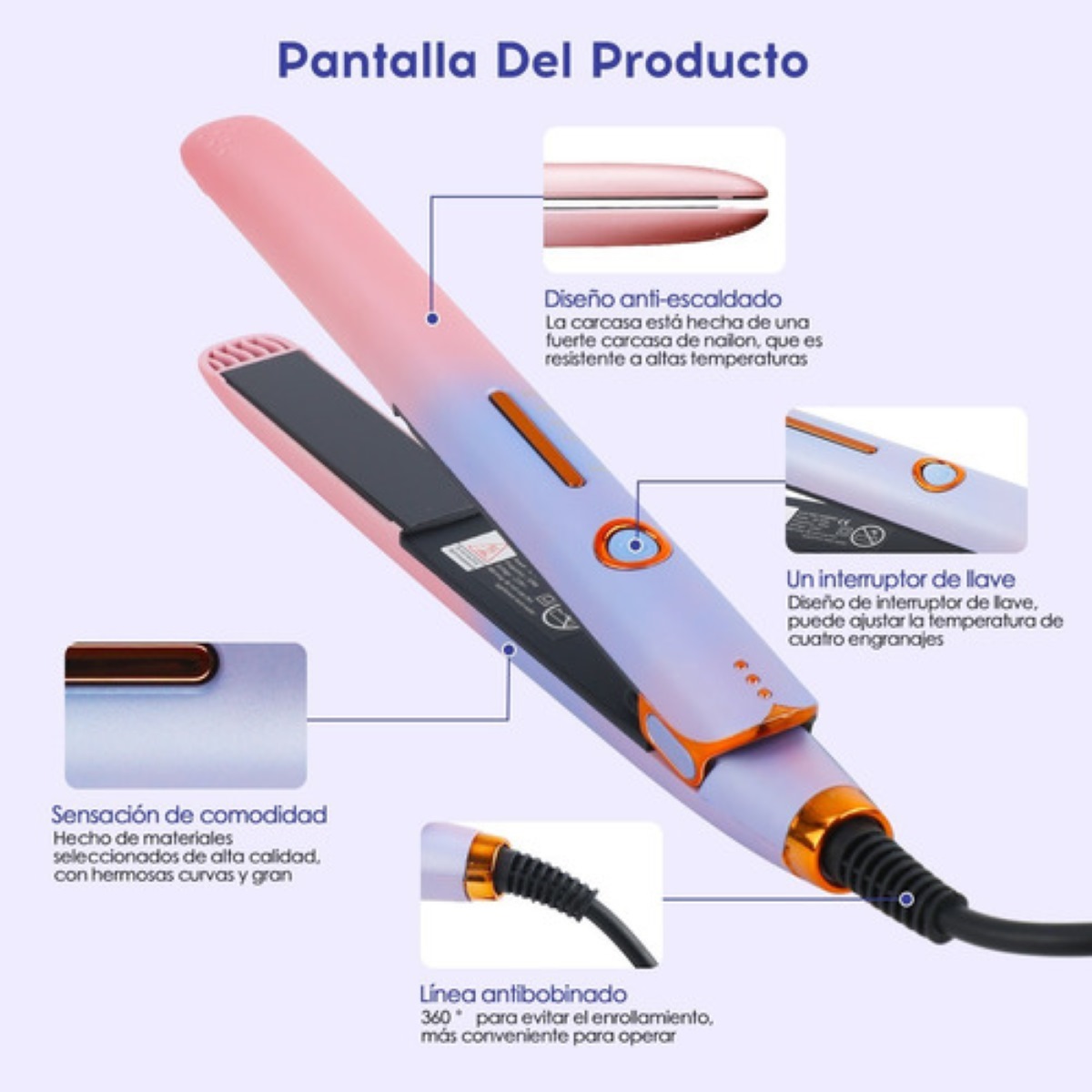 Plancha Para Cabello De Cerámica Ion Profesional, 170-230c Rosa